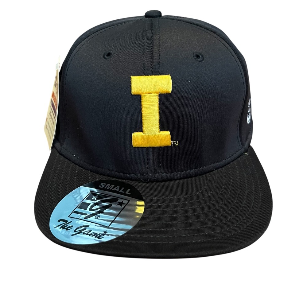 The Game Iowa Hawkeyes Hat Mens Small Black A-Flex Fitted Cap GB900 New